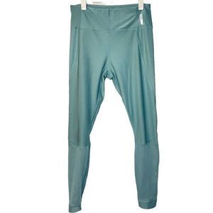 RBX Women's Teal/Sea-green Athletic Gym Leggings w Mash Detailing Size M.